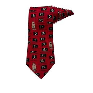 Alynn Neckwear Red Pirate Flags Eric Helch Necktie 100% Silk Vintage Novelty